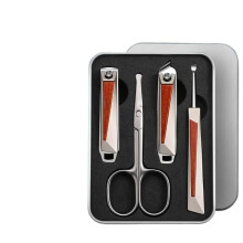 Nail Clipper Set with Ear Spoon Tool, 4‑Piece Stainless Steel Grooming Kit for Travel Use