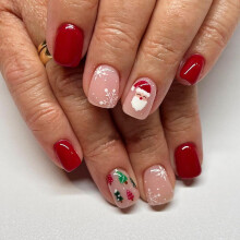 Christmas Press On Nails with Glue, Short Square Xmas Tree Design, Reusable Holiday Fake Nails Set for Women