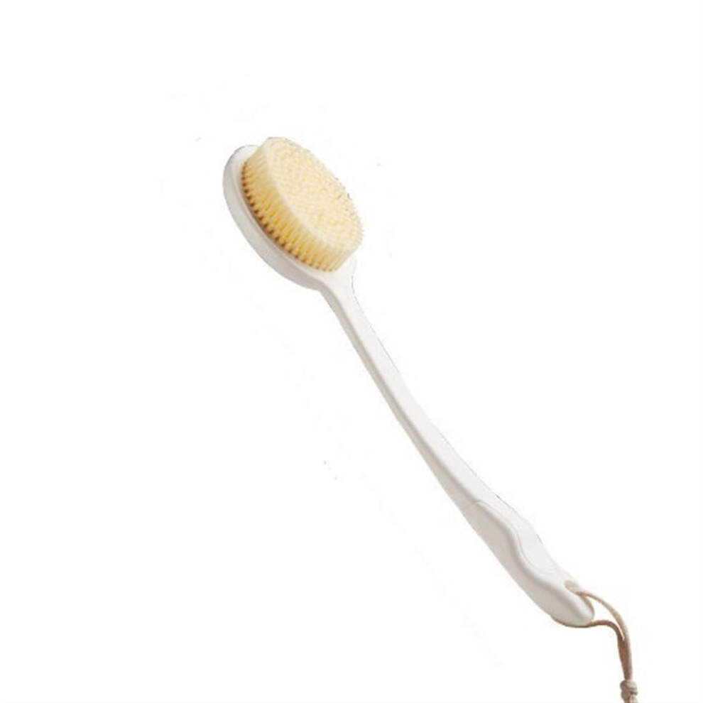 Back Scrubber with Dual Bristle Bath Body Brush Long Wooden Handle for Wet or Dry Exfoliating