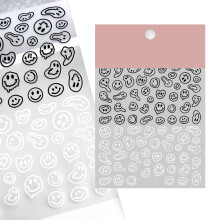 Black and White Smiley Face Nail Stickers, 3D SelfAdhesive Waterproof Decals for Easy Nail Art Decoration