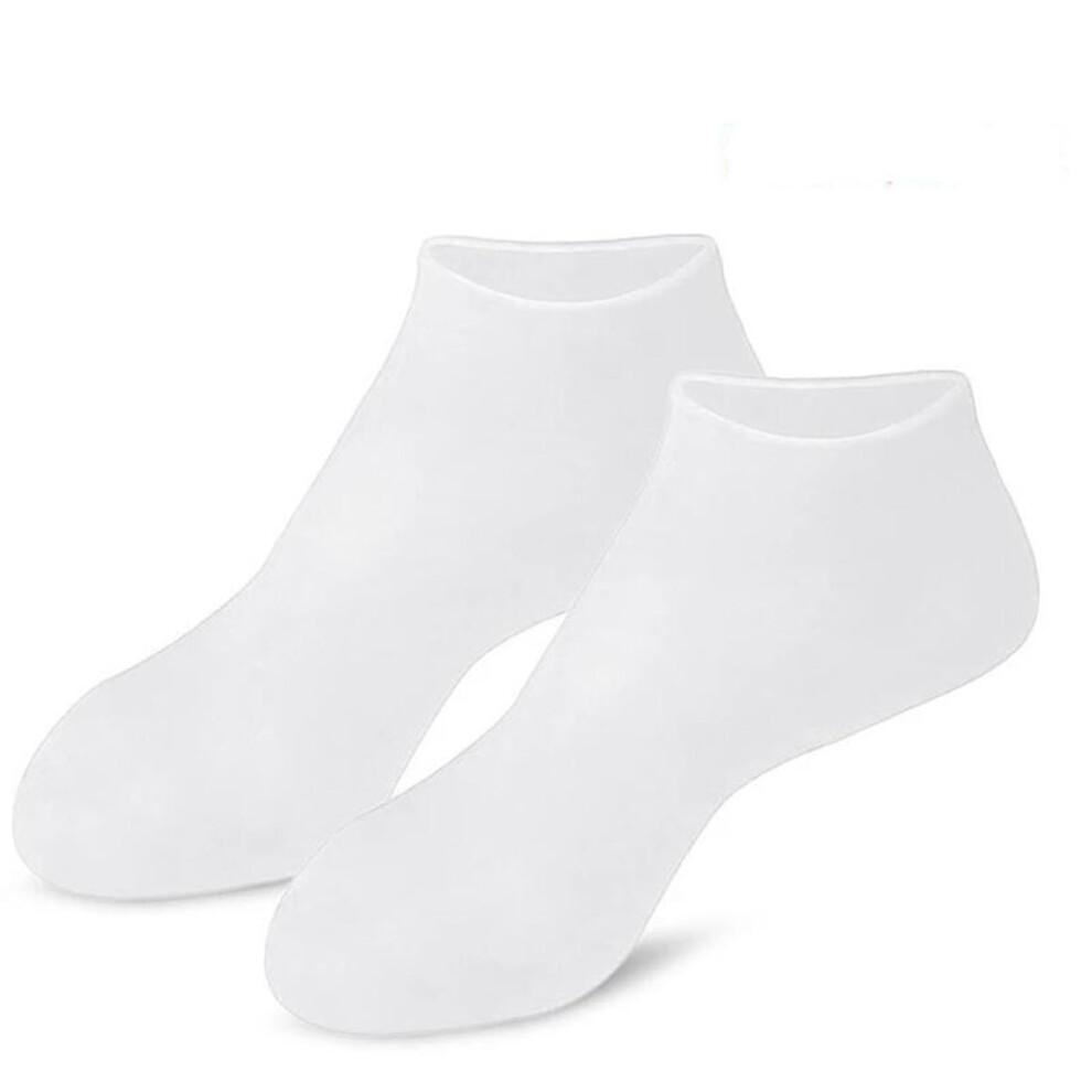White Moisturizing Gel Socks With Soft Silicone Comfort For Dry Cracked Heels And Foot Spa Care,