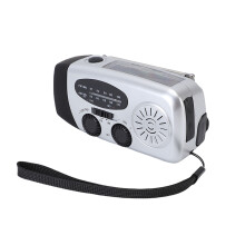 Tragbares Solar-Notrufradio mit Powerbank, 600 mAh, Silber