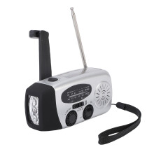 Solarlaufbandnotradio, 600mAh, tragbar NOAA/FM/AM, LED-Licht, Handylader—Silber