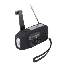 Notfall-Handkurbelradio mit LED-Taschenlampe, NOAA AM/FM, 600mAh, schwarz