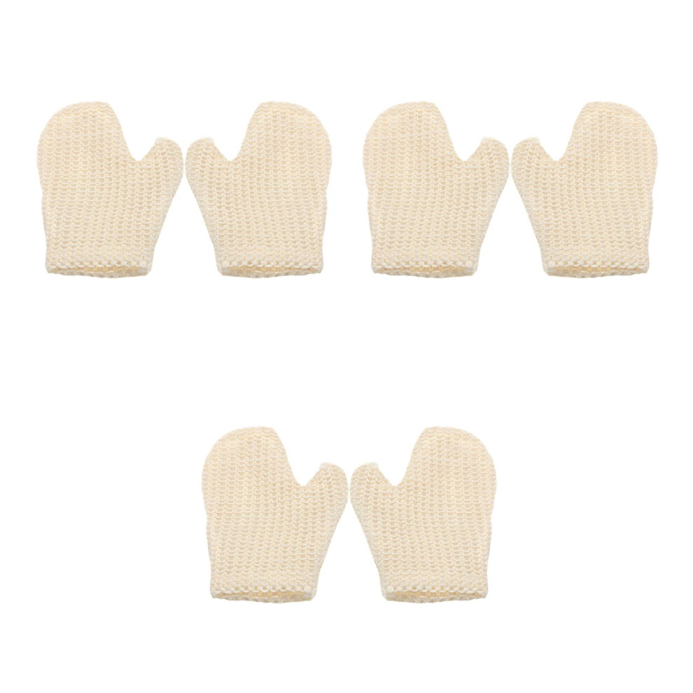 Aboofan White 6Pcs Exfoliating Bath Mitts Natural Sisal Scrub Mittens For Body
