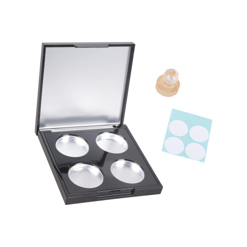 Ronde oogschaduwpaletcontainer met 4 secties,-Zwart