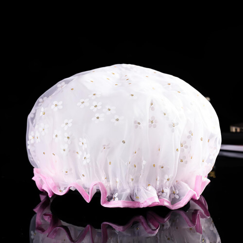 Waterproof Lace Shower Cap for Women, Elegant Reusable DoubleLayer with Adjustable Fit 1