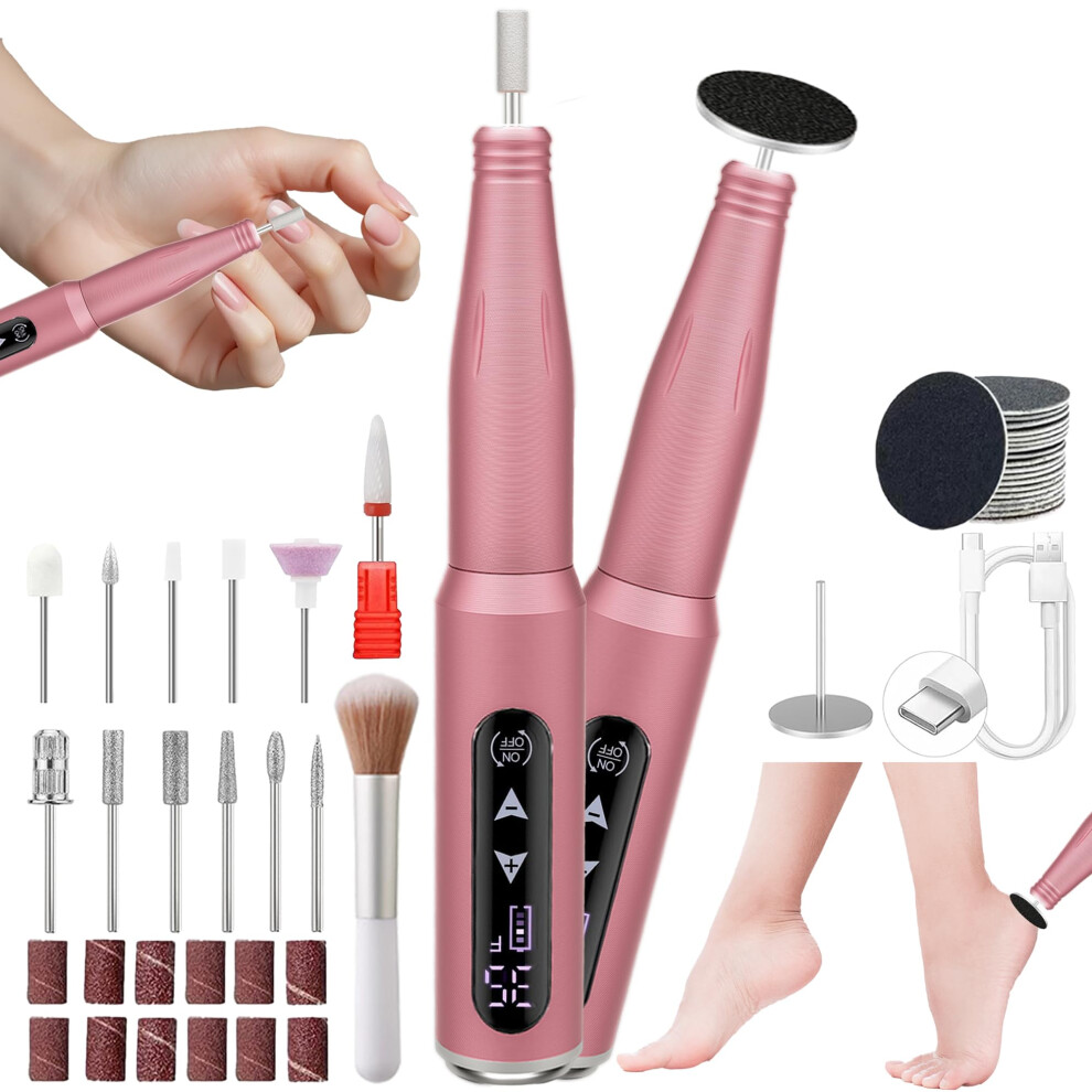 Cordless Nail Drill with Touch Control and 35000RPM Electric Nail File Kit for Acrylic and Gel Nails