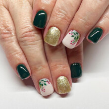 Green Square Christmas Press on Nails Set 24pcs Acrylic Fake Nails with Winter Nail Art Designs