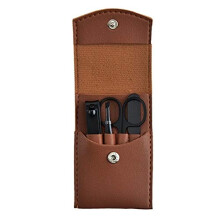 Stainless Steel Nail Clipper Set Black Manicure Pedicure Kit with Precise Trimming and Gift Leather Case