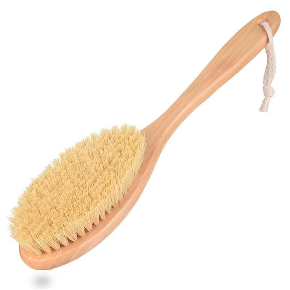 Body Exfoliating Brush with Long Handle Reach, Natural Cactus Bristles for Deep Skin Exfoliation