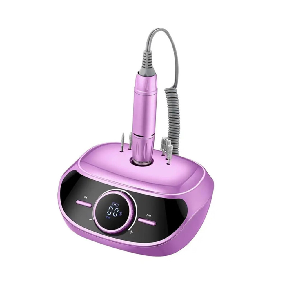 Purple Electric Nail Drill 35000Rpm Rechargeable Cordless Low Noise For Acrylic And Gel Nails A