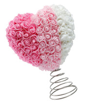 Valentines Tree Top Ornament Preserved Rose-Pink and white