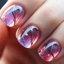 Purple Short Acrylic Press On Nails Glossy Square Wedding Fake Nails Set with Glue 24Pcs