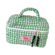 Sac de rangement de cosmétiques à carreaux, pratique à -Vert