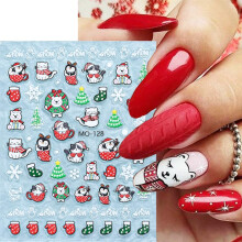 3 Sheets 5D SelfAdhesive Christmas Nail Stickers with Santa Snowflakes Tree Winter Nail Art Decals