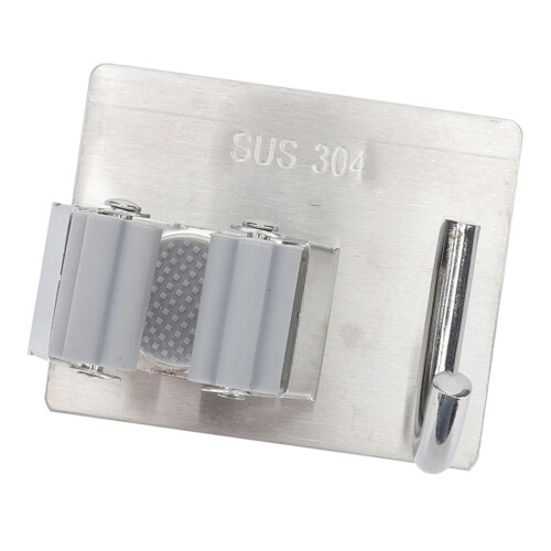 Stainless Steel Space-Saving Single Hook Mop Broom Holder, Silver 2