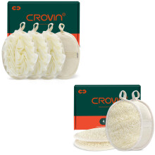 Dual Sided Shower Loofah with Elastic Strap, Exfoliating Bath Pouf for Men and Women, Quick Dry Hook