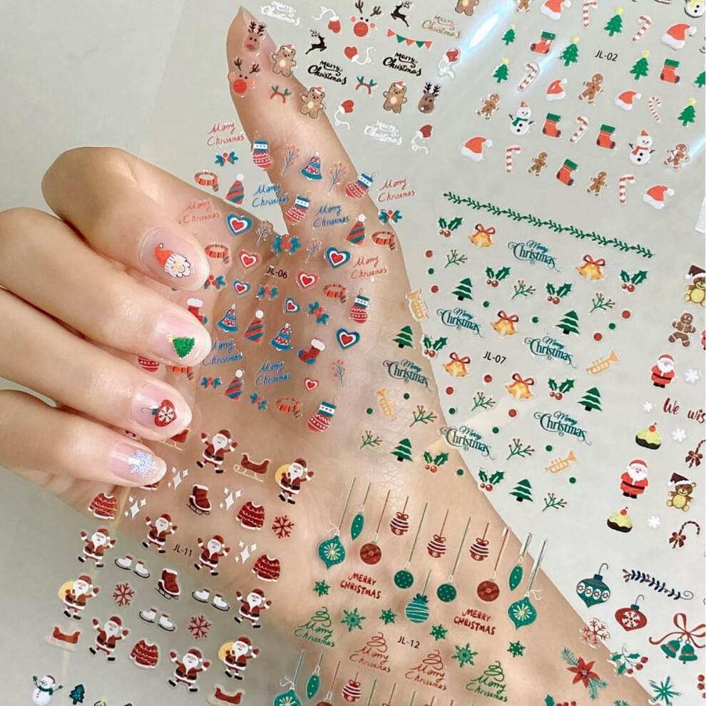30 Sheets Christmas Nail Art Stickers Set 3D SelfAdhesive Winter Snowflake Deer Santa Nail Decals for Women Girls Kids