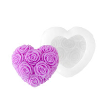 Silicone Rose Heart Candle Mould For Candle-Love rose J55052