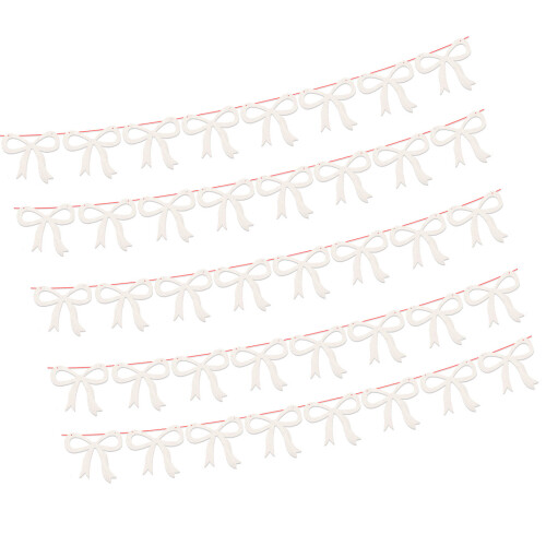 5 Sets 3 Meter lange Wimpelkette mit Schleife,-Silberglitzer