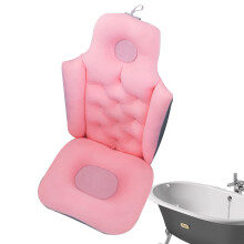 Full Body Bath Pillow with Extra Thick Headrest, NonSlip Support and Breathable Comfort Fabric for Tub