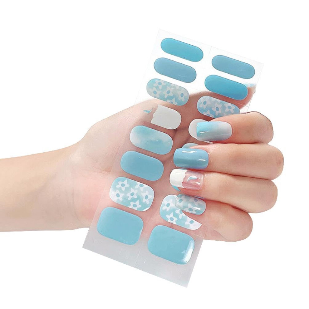 16PCS Semi Cured Gel Nail Strips with SalonQuality Finish, LongLasting Waterproof Gel Nail Wraps