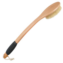 Back Scrubber for Shower with Long Wooden Handle, Stiff Sisal Bristles for Deep Exfoliation Wet Dry Use