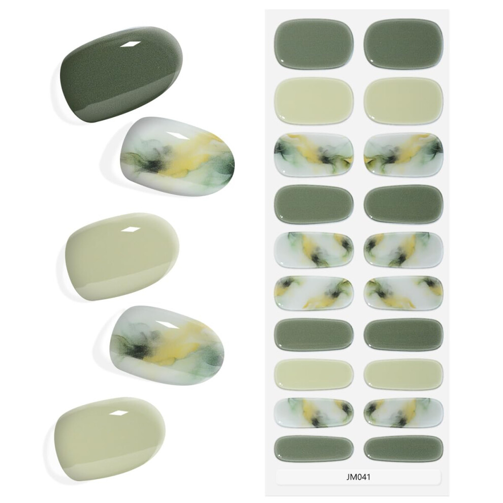 Semi Cured Gel Nail Strips 20pcs Salon Quality Long Lasting Nail Stickers for Women Freshness M041