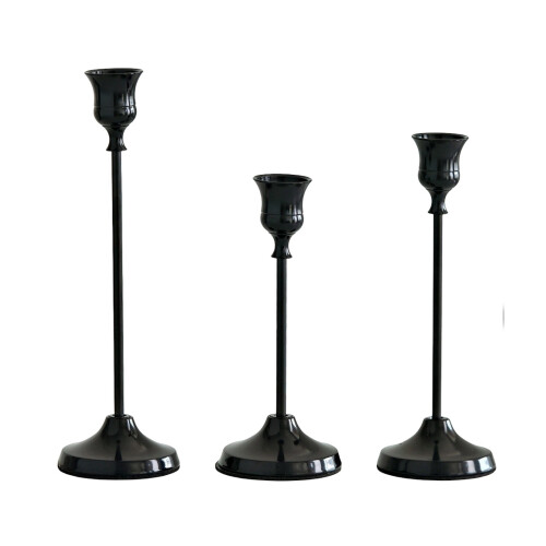 3PCS Stable Base Candle Holders from Electroplated-Black