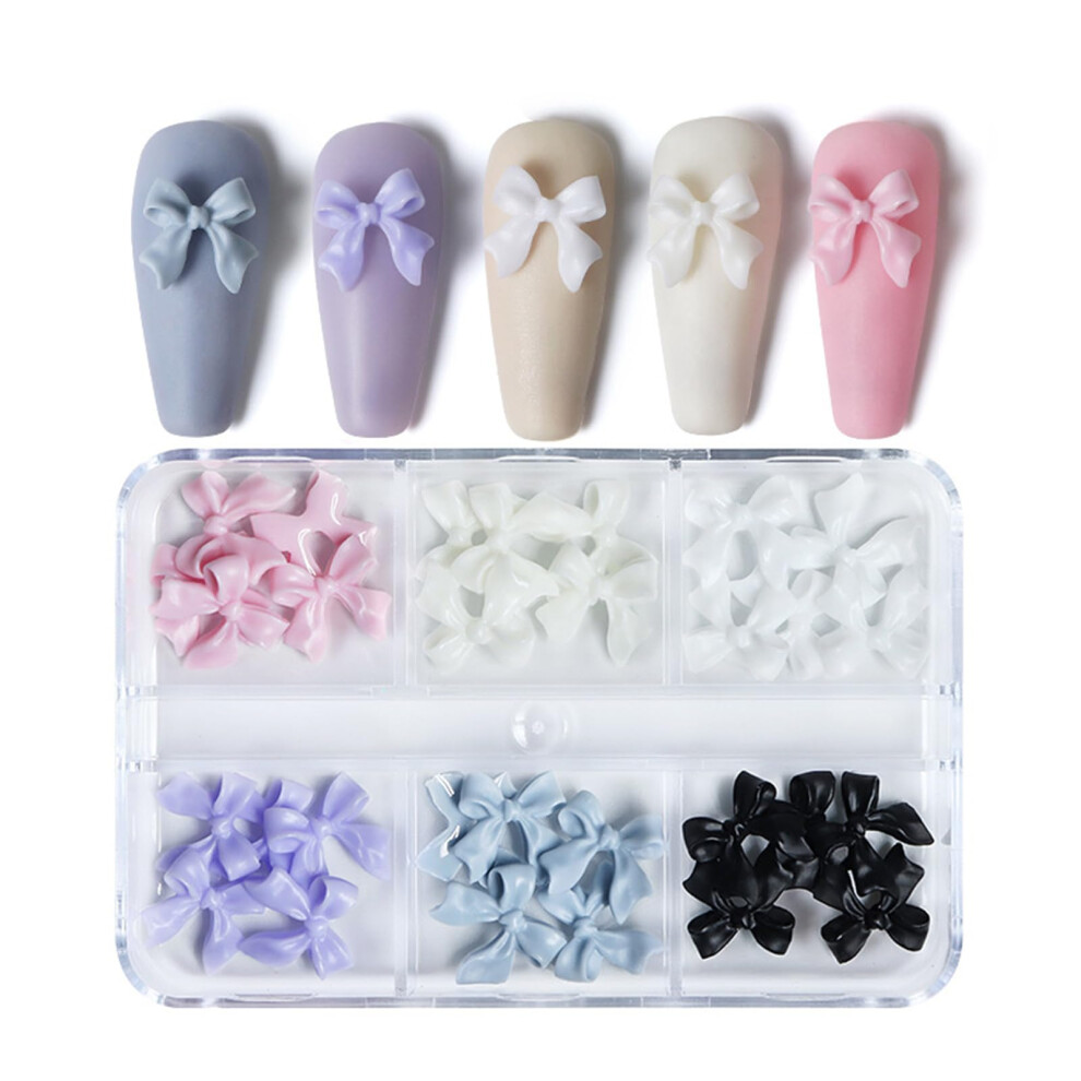 30pcs Colorful Resin 3D Bow Nail Charms for Acrylic Nails DIY Manicure Decorations