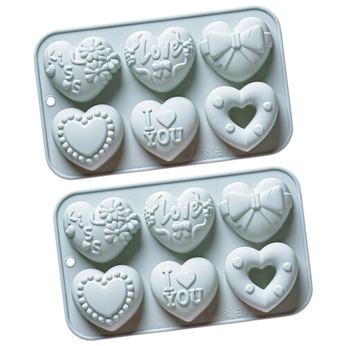 2pack 6-Cavity Silicones Heart Chocolate Molds Cake-Blue