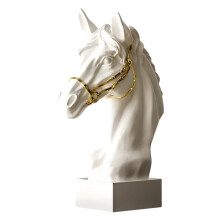 Sculpture d'art tête de cheval en résine, 20x10x30cm,-Blanc