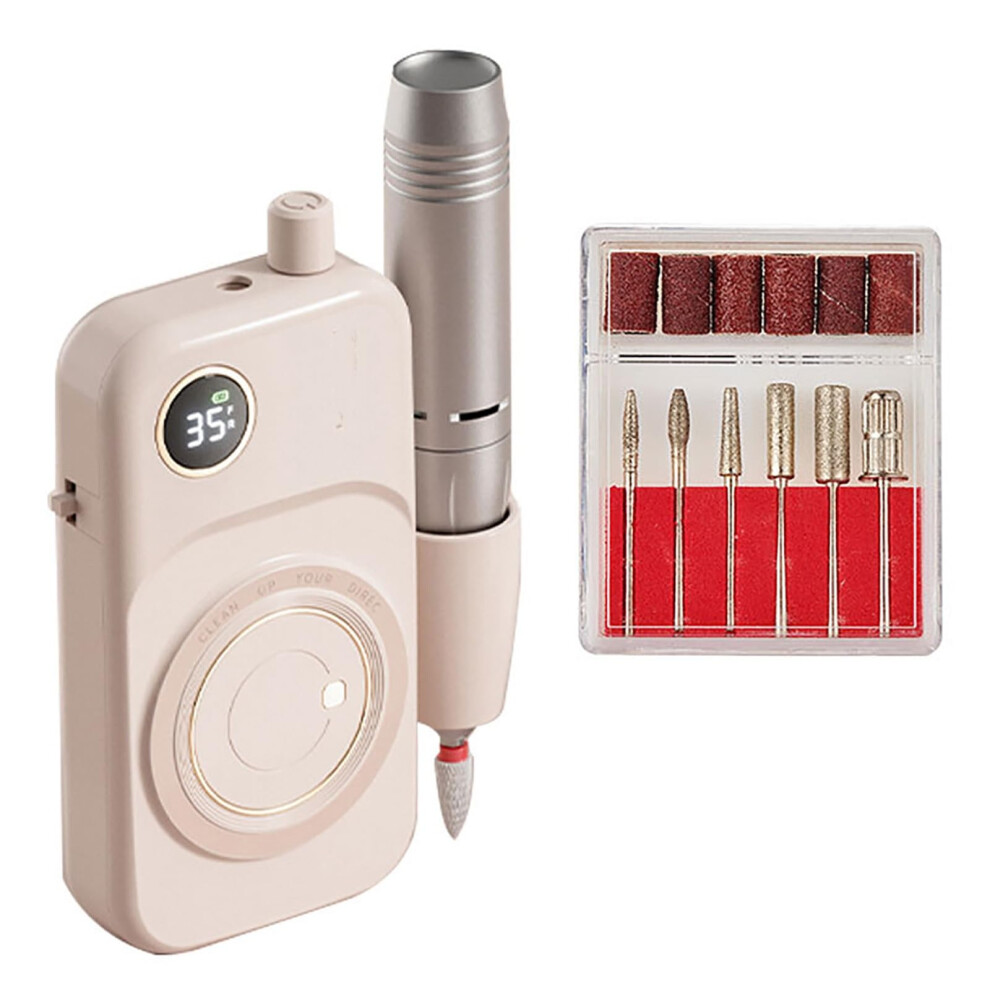 Pink Electric Nail Drill 35000Rpm With Lcd Display, Rechargeable Manicure Pedicure Kit For Acrylic And Gel Nails