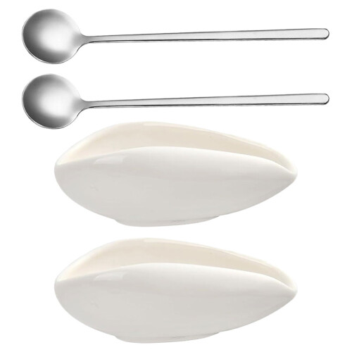 2Sets Multifunktionaler Kaffeelöffel Mit Keramik Ablage, Ergonomisch
