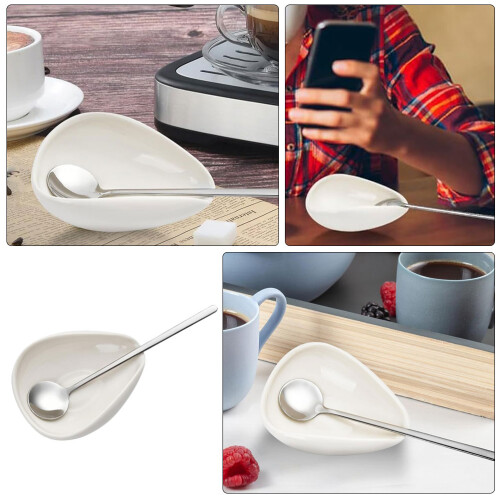 2Sets Multifunktionaler Kaffeelöffel Mit Keramik Ablage, Ergonomisch 2
