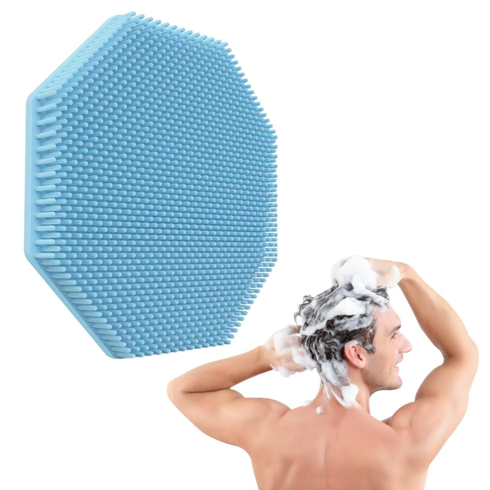 Blue Silicone Body Scrubber For Shower Gentle Exfoliation Massage Quickdry Bath Brush With Hanging Hole