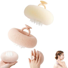 2 Pack Sunflower Bath Sponge and Shower Loofah Set, 2 in 1 Exfoliating Ball with Suction Cup