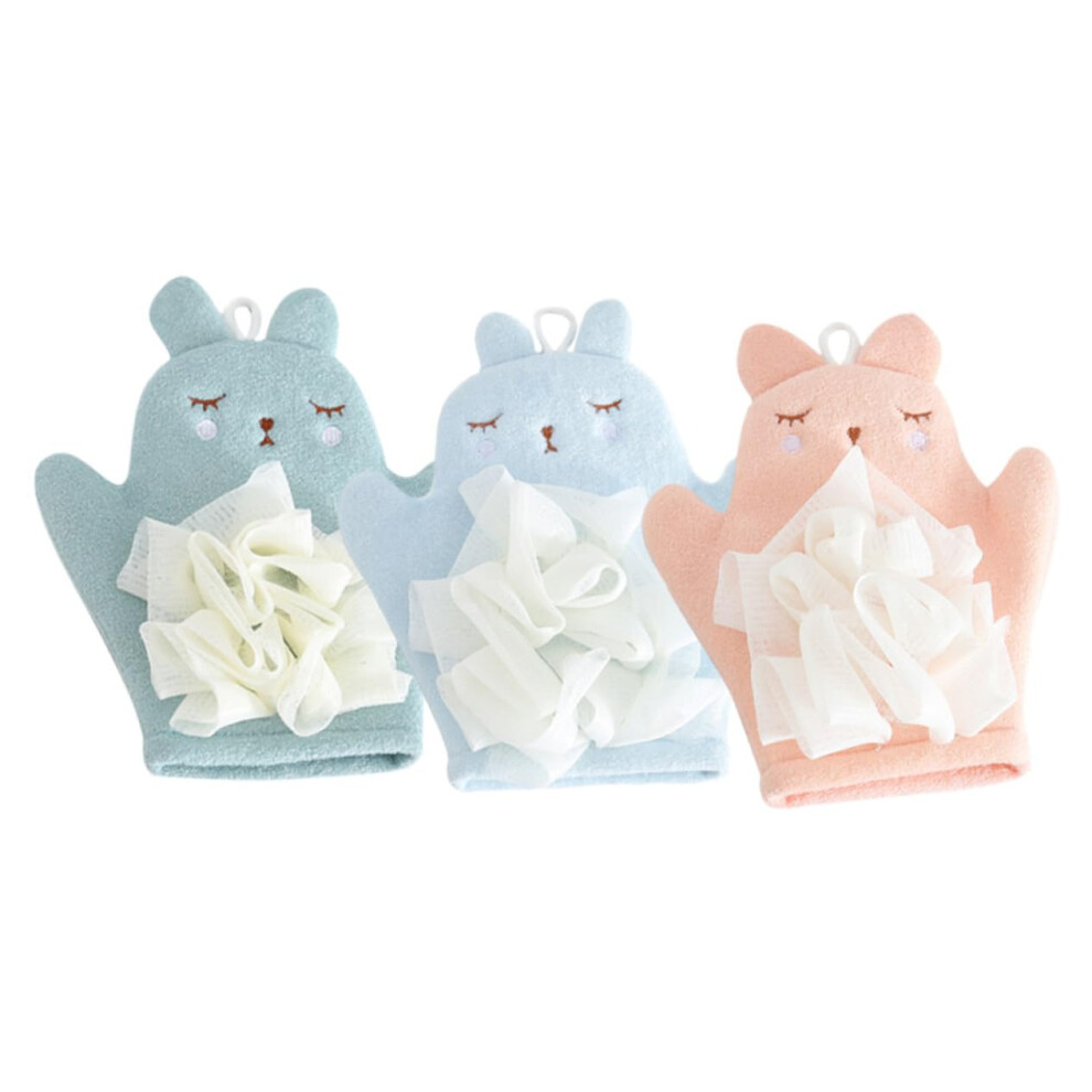 3pcs Double Sided Exfoliating Bath Gloves for Shower, Reusable Body Scrub Mitt for Soft Smooth Skin
