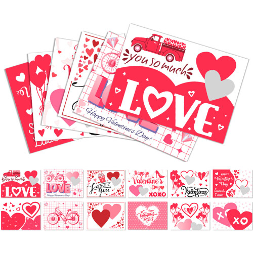 6 Valentines Scratch Cards Double Sided Printed 300g Quality