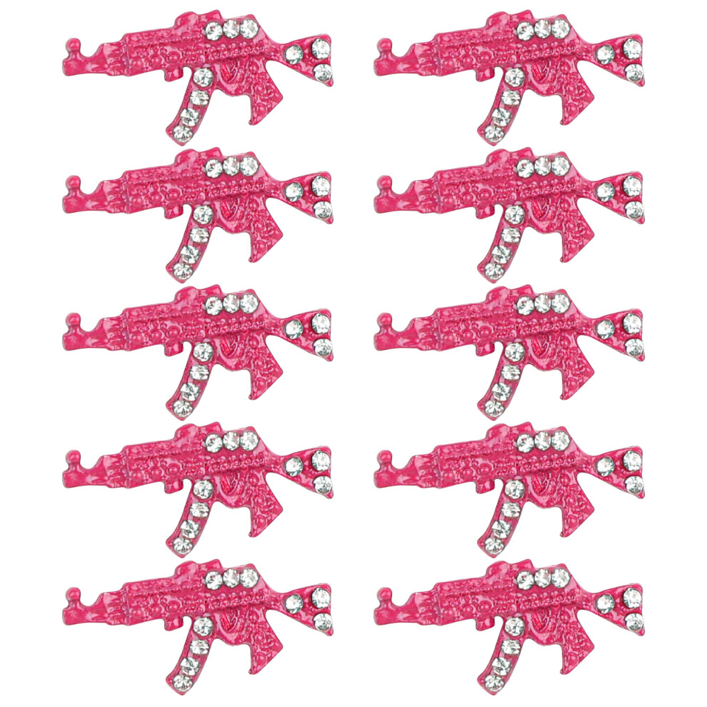 10 Pack Gun Nail Charms for Acrylic Nails Rhinestone Decorations Instant Nail Accent for Women