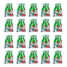 Festives Holiday Treat Bags Plastic Drawstring-Christmas Green