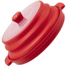 Microwave Splash Cover With Heat Resistant Handle Foldable-Red