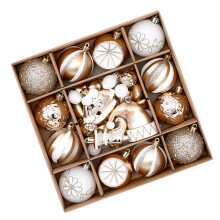 46 Christmas Ball Ornament Set Durable Plastic-Champagne White