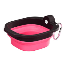 Outdoor-Hundewasserspender, faltbarer Reisenapf,-schwarz rot