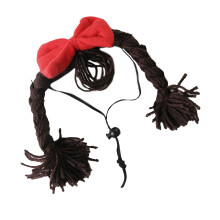 Pet Headdress Ponytail Wigs Costume Dog Wigs for Small-brown