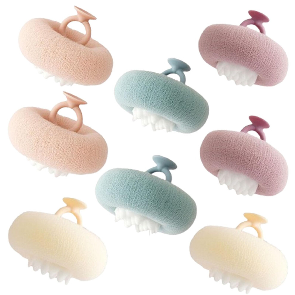 8PCS 2in1 Sunflower Bath Sponge Loofah Shower Scrubber with Suction Cup for Gentle Exfoliation