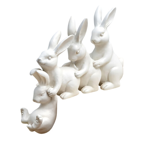 Easter Bunnies Figurine Resin Rabbit Statue Modern Art-White