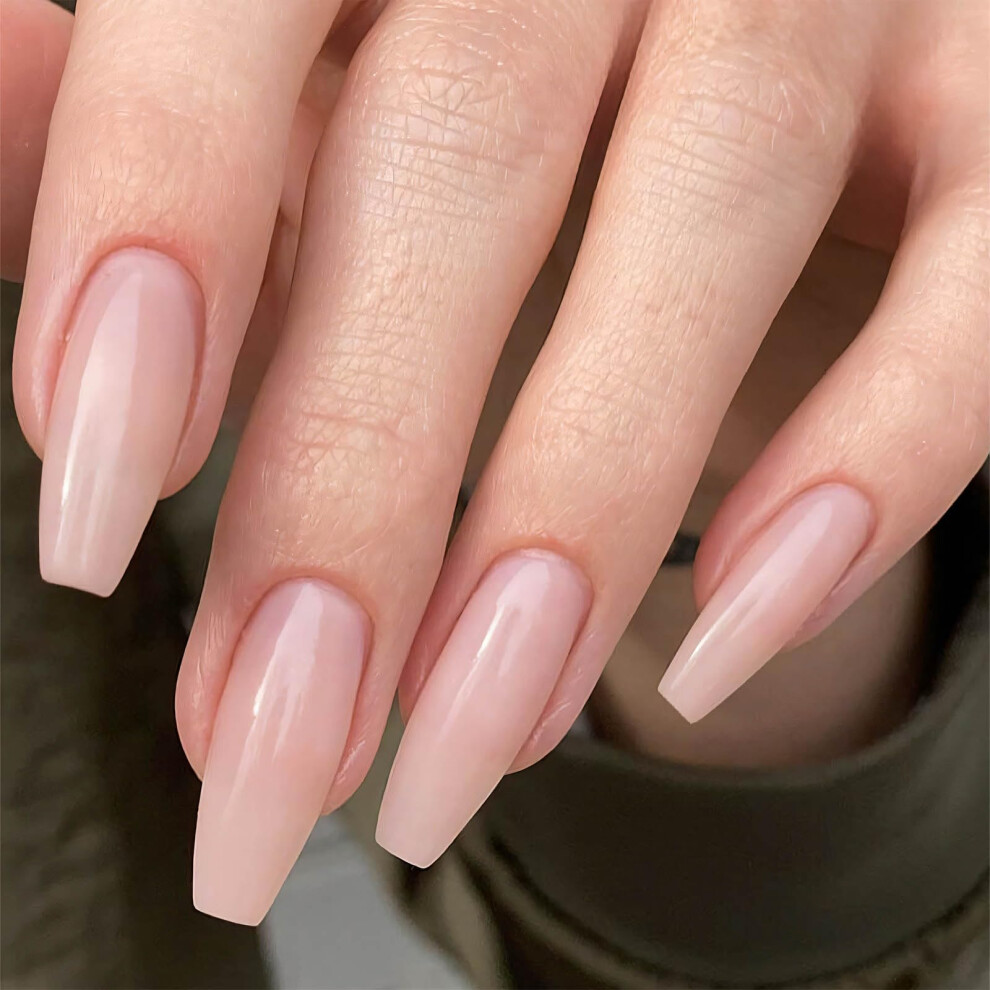Pink Long Coffin Press On Nails Set With Salonstyle Finish And Secure Adhesive Hold
