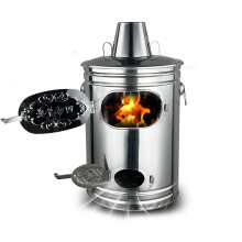 Stainless Steel Burn Barrel with Chimney, Garden Incinerator Bin for Leaves and Paper, 31x57cm